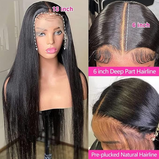 13x6 Straight Lace Front Wigs Human Hair HD Transparent Lace Front Human Hair Wigs 40 Inch
