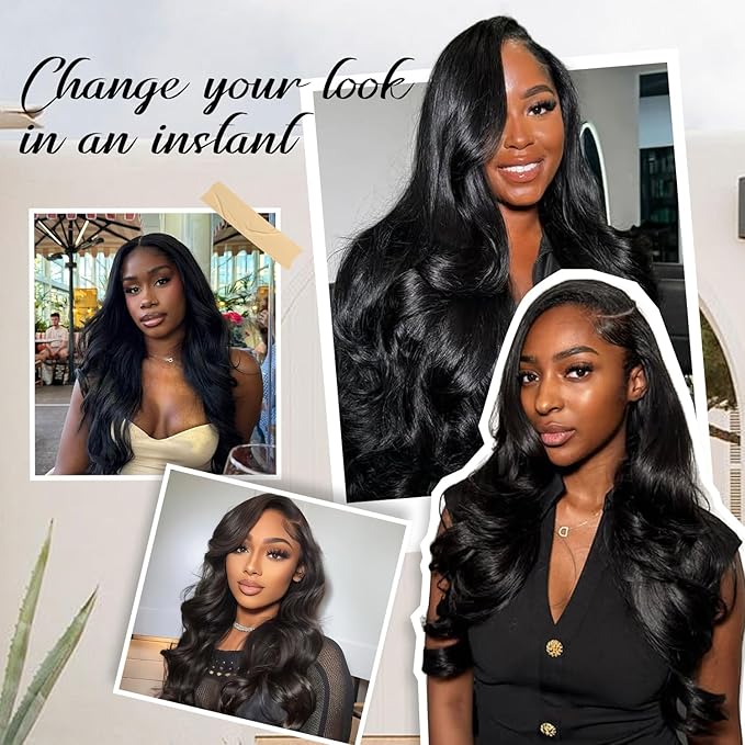 13x4 Body Wave Lace Front Wigs Skinlike HD Lace 0.10mm Ultra-Thin Invisible 13x4 Full Frontal Lace 200% Density Human Hair Wig Pre-plucked Bleached Knots Natural Hairline 15A Natural Black