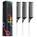 FRAMAR Dreamweaver Highlight Comb Set - Professional Highlighting Comb With Parting Tip, Foiling Combs For Highlighting, Highlight Combs For Highlighting – 3 Pack Black