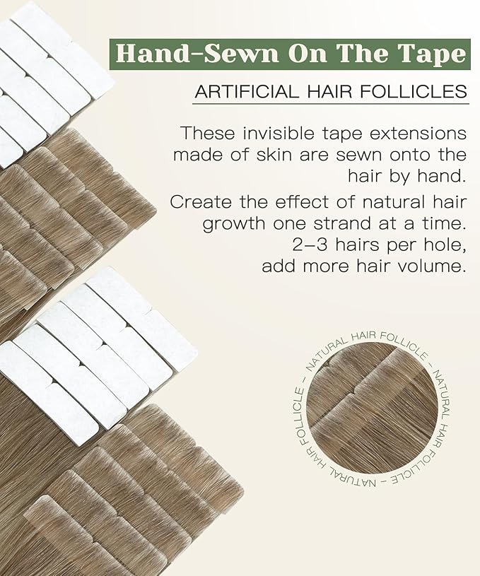 SURNEL Injected Tape in Hair Extensions 14Inch Ash Brown to Platinum Blonde Upgraded Seamless Remy Invisible Tape in Extensions 20 Pcs 30g(#860,14)