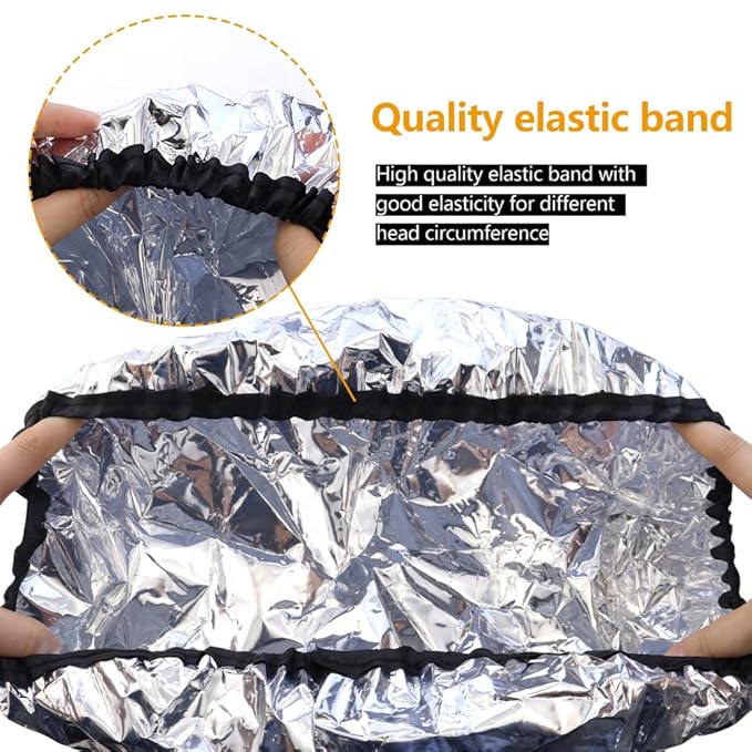 TCOTBE 2 pieces conditioning caps made of aluminum foil, thickened shower caps for hot oil treatment, reusable hair processing caps for home and salon use, hair dyeing and hot oil treatment tools