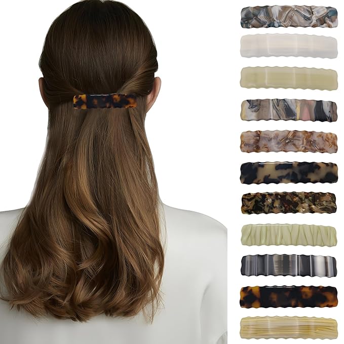 Hair Clips for Women,3.5 Inch Acetate Medium Hair Claw Clips for Women Thin Thick Curly Hair,Strong Hold No Slip Grip,French Classic Multicolor Barrettes Hair （Tortoiseshell Oblong）