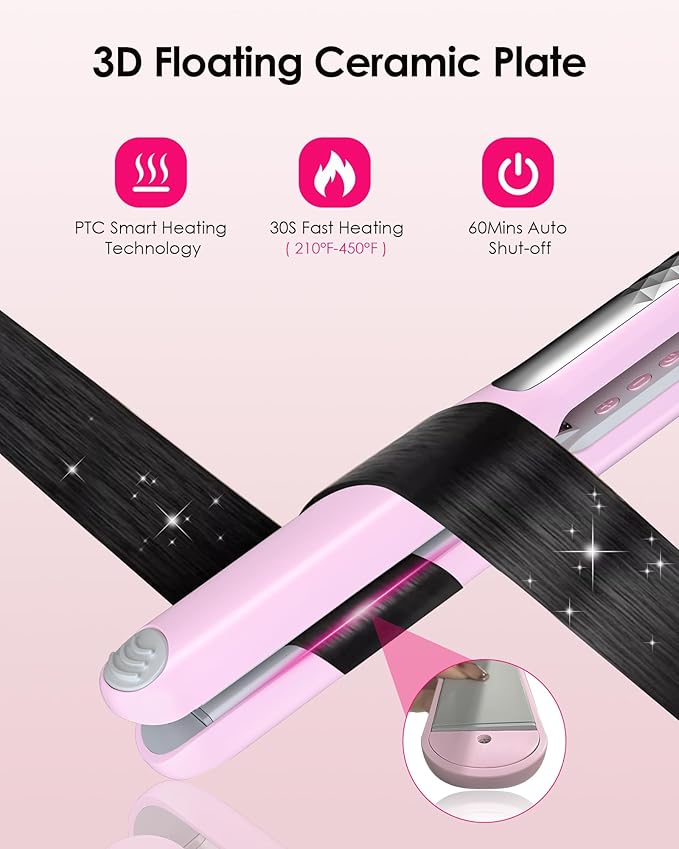 NOVUS Flat Iron Fast Heating Ceramic Hair Straightener Irons with 1.4" Wide Floating Board Adjustable Temperature alisador de Cabello Negative Ions Straightener