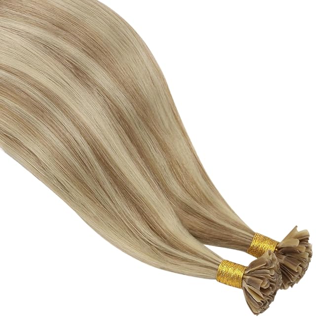 YoungSee Human Hair U Tip Hair Extensions Blonde Highlight Ktip Remy Hair Extensions Highlight Blonde U Tips Real Hair Extension 24 Inch U Tips Hair Extension Real Human Hair Long Straight 50s/50g