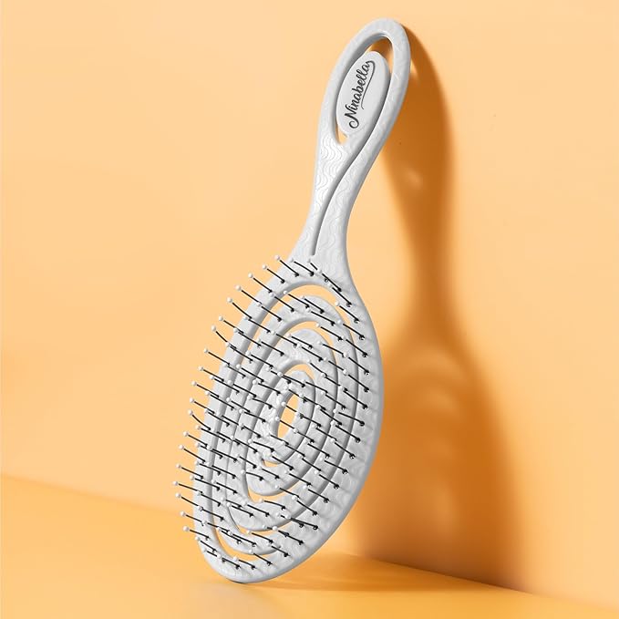 Ninabella Spiral Hairbrush - Detangle Hair Brush - For Brushing Wet or Blow Dry Hair - Detangler Vent Brush - Gray