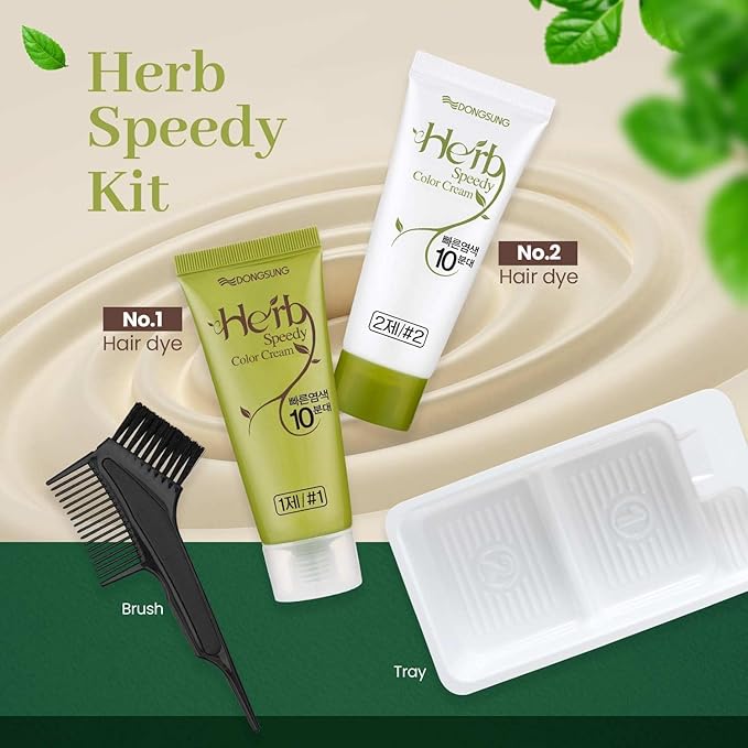 Dongsung Herb Speedy Color Cream Soft Black – Korean Herbal Vegan Hair Dye, PPD-Free, Ammonia-Free, Hypoallergenic – 100% Gray Coverage Odorless Dermatologically Tested Quick 20-Minute Application