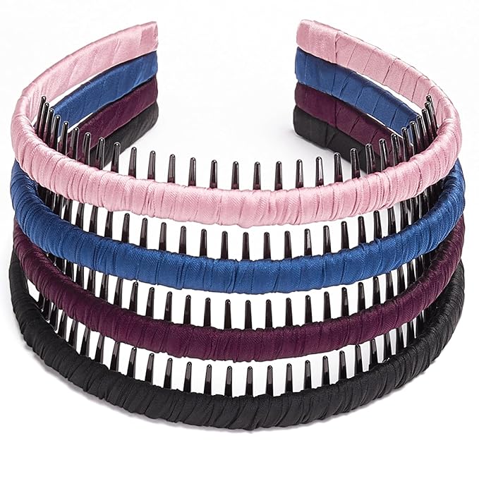STHUAHE4PC Multicolor Protection Resin Teeth Comb Hair Hoop Hairband Headband Hair Accessories for female by Beauty hair (black+Purple+blue+pink)