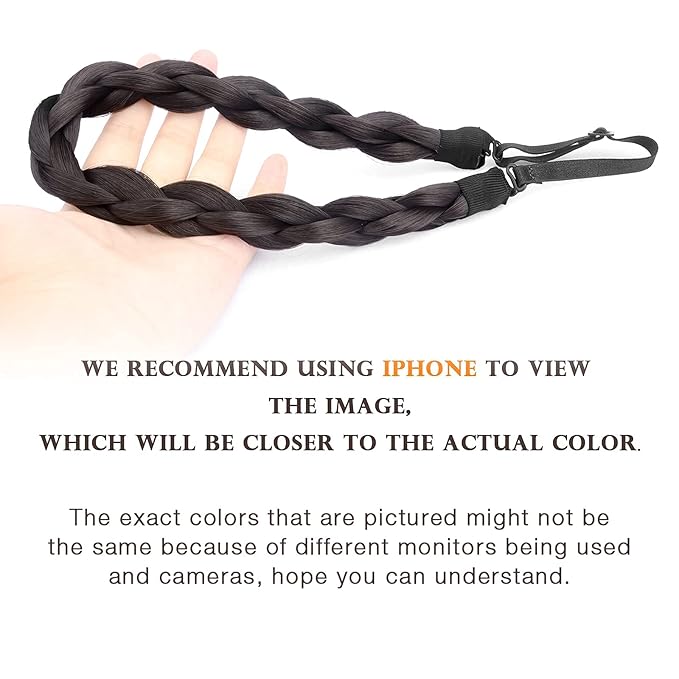 DIGUAN Chubby Narrow Synthetic Hair Braided Headband Classic Chunky Plaited Braids Elastic Stretch Hairpiece Women Girl Beauty accessory, 58g (Natural Black)