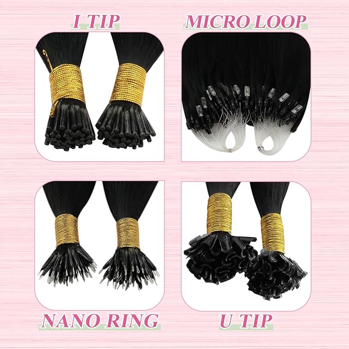 YoungSee U Tip Hair Extensions Black 20 Inch Utip Hair Extensions Human Hair Ktip Hair Extension Real Human Hair Pre Bonded Hair Extension Fusion U Tip Straight Hair 50grams 50s for Everyday Wear