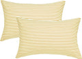 JELLYMONI 100% Natural Cotton Striped King Pillowcases Set, 2 Pack White and Yellow Stripes Pattern Printed Pillow Covers with Envelope Closure(Pillows are not Included)