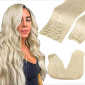 GOO GOO Clip in Hair Extensions Real Human Hair, Remy Human Hair Extensions Clip ins for Women, Natural Human Hair, 24inch 150g 9Pcs, #60A Platinum Blonde
