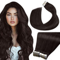 LaaVoo Tape in Hair Extensions Darkest Brown Tape on Extensions Invisible Tape in Hair Extensions Human Hair Soft Straight Hair 18Inch 40pcs 100g