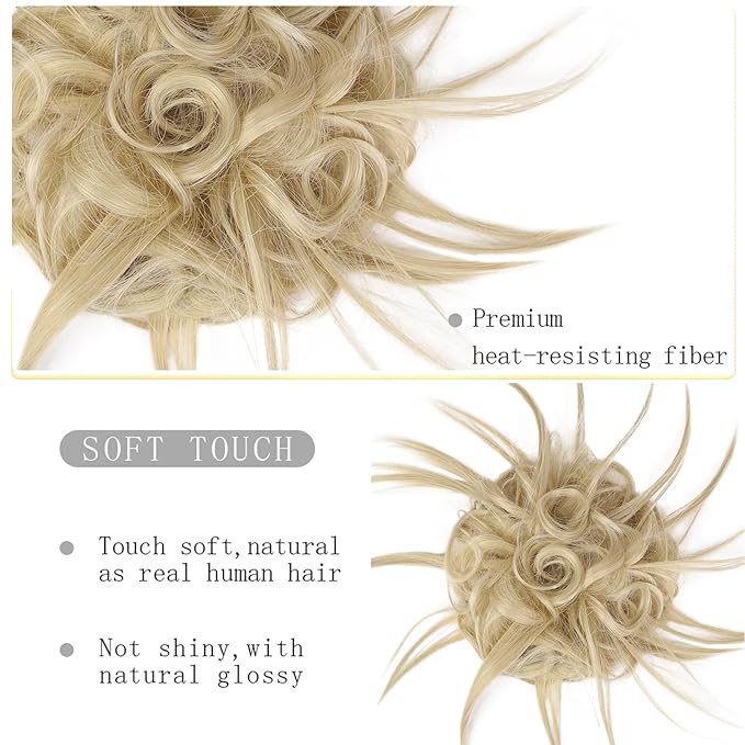 HMD Tousled Updo Messy Bun Hair Piece Hair Extension Ponytail With Elastic Rubber Band Updo Bun Synthetic Hairpieces for Women