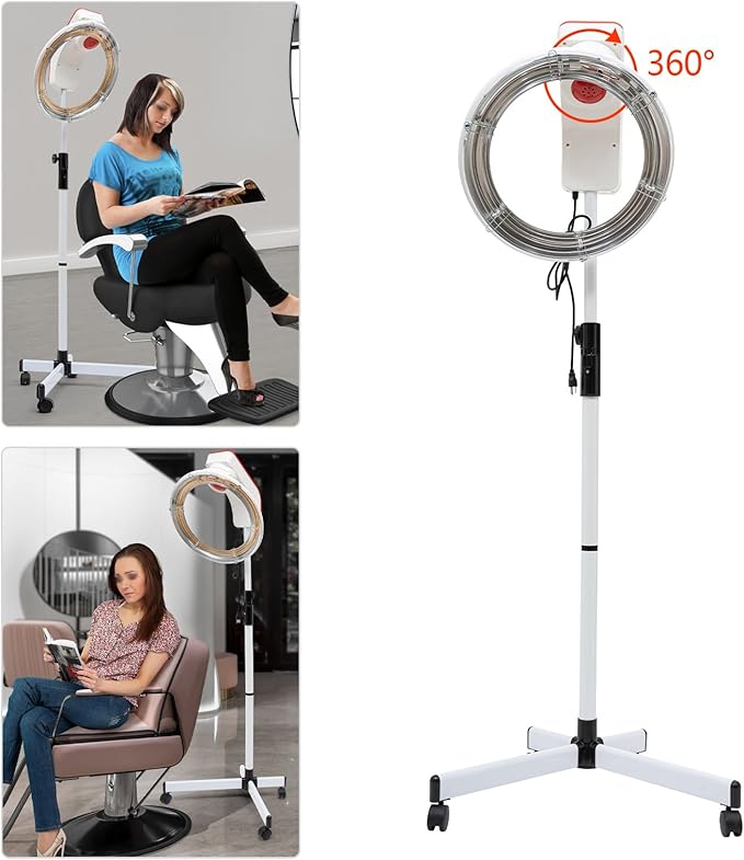 Professional Hair Salon Steamer,Stand HairDryer, Orbiting Rotating Hair Processor with Wheels,3 in 1 Orbiting Hair Dryer,Hair Dryer Accelerator, Perm Styling