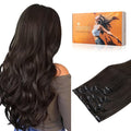 DOORES Human Hair Extensions Clip in Dark Brown 100g 7pcs 14 Inch Clip in Hair Extensions Remy Natural Human Hair Straight