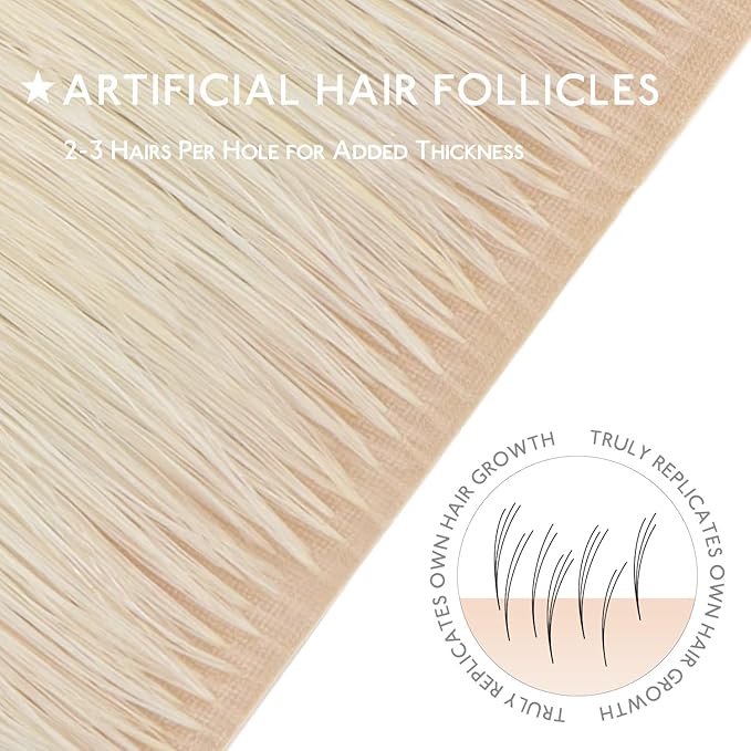 WENNALIFE Invisi Edge & Classic Tape in Hair Extensions Human Hair, 20 Inch 100g 40pcs(20pcs Invisi Edge & 20pcs Classic) Platinum Blonde Invisible Luxury Remy Hair
