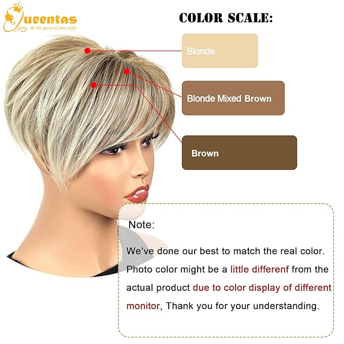 QUEENTAS Hair Topper for Women with Thinning Hair Pieces 6.5"*6"Large Coverage 360°3D Synthetic Short Wiglets with 5 Clips(Blonde Mixed Brown)