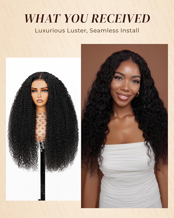 Arabella 13x6 Lace Front Wigs Human Hair 210% Density Glueless Wigs Human Hair 100% Curly Wave Human Hair Wigs 12A Pre Plucked Pre-Bleached Pre-Cut Glueless Wig (24inch,13x6 deep curly wig)