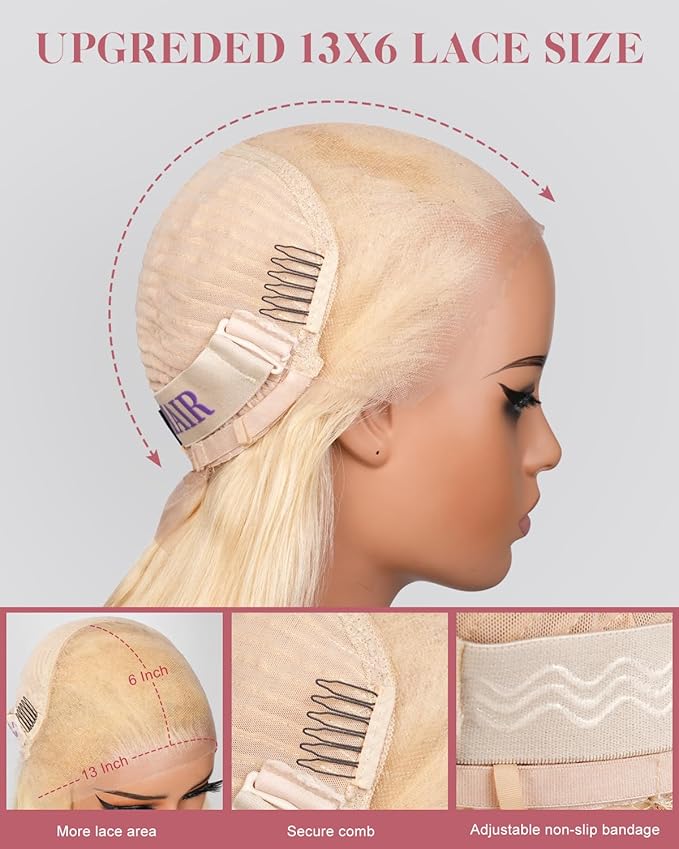 Alididi 613 Blonde Bob Wig Human Hair Straight 13x6 Transparent Lace Front Wigs Human Hair Pre Plucked Glueless Short Bob Wig human hair 180% Density 613 bob wigs for black women 12 Inch