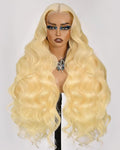 613 13x6 Lace Front Wig Human Hair 180 Density Body Wave Blonde Wig Human Hair 613 HD Lace Frontal Wigs 100% Real Human Hair No Synthetic Blend No Tangle No Shedding Triple Lifespan 3X 28 Inch