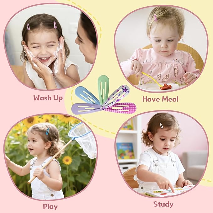Premium Snap Mini Hair Clips - Kids Metal Non Slip Hair Bow Clips for Girls Toddlers Hair Accessories (Colorful 30 Colors)