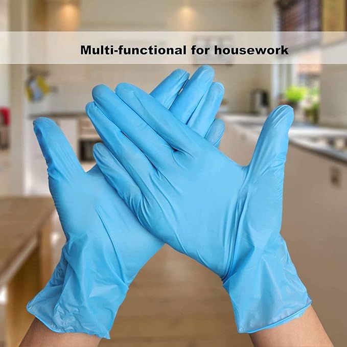 Disposable Gloves Large, Nitrile and Vinyl Blend Material Gloves, Latex Free, 4 Mil,1000 Pc. Food Grade Glove for Cleaning, Food Prep, Hair Dye, Tattoo, Blue