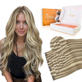DOORES Clip in Hair Extensions Set 20 Inch 120g, 4pcs Invisi Edge Clip ins and 3pcs Classic Seamless Clip ins, Injected Virgin Real Human Hair Extensions Natural Invisible Straight, #1