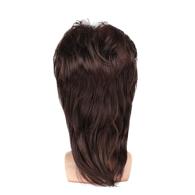 Kaneles Mullet Wigs for Men 70s 80s Costumes Mens Brown Fancy Party Accessory Cosplay Hair Wig