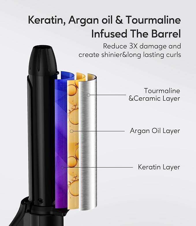 FARERY Mini Curling Iron Dual Voltage, 3/4 Inch Travel Curling Iron with 3 Adjustable Temp, Auto-Off, Ceramic Mini Hair Curler with Argan Oil &Keratin Infused, Travel Size Curling Wand with StorageBag