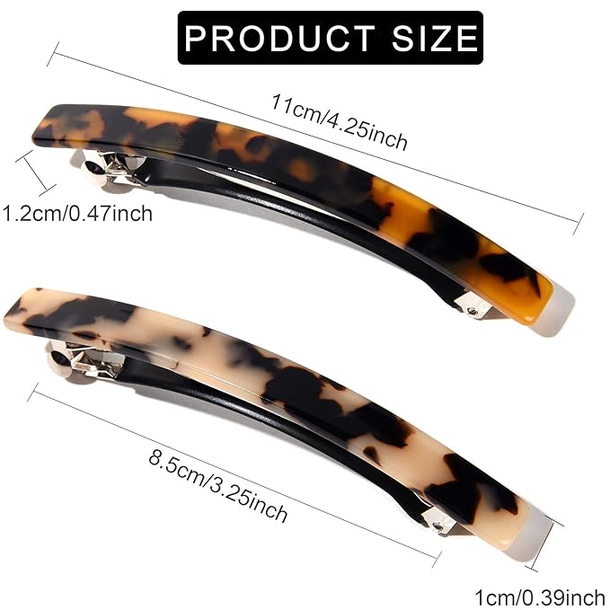 Fsmiling Hair Barrettes for Women French Hair Barrette Clip Large Acetate Hair Clips Barrette No Slip Hair Accessories 4-Pack