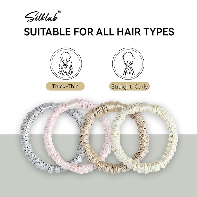 22 Momme 100% Mulberry Silk Scrunchies (2 Pack, Black), Well-Hold Elastic for No-Damage, 6A, Soft Hair Ties, Reduces Frizz & Breakage, OEKO-TEX Certified