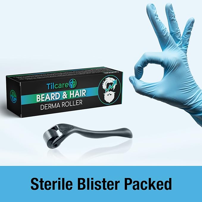 Beard and Hair Derma Roller (2 Pack) by Tilcare - Sterile Titanium Derma Roller 0.25mm