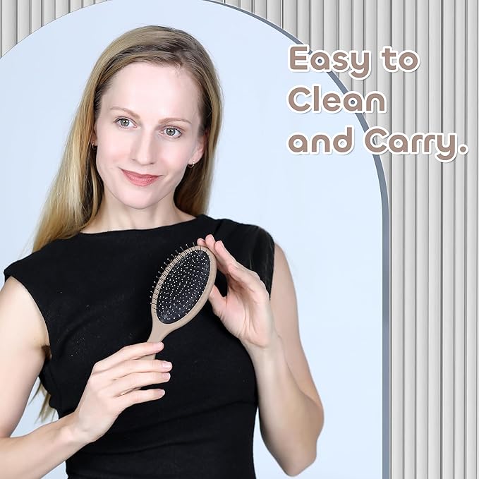 WeiLa Anti-Static Hair Brush Oval, Stainless-Steel Bristles Detangler for Wigs & Hair, ABS Handle (Lemon, Regular)