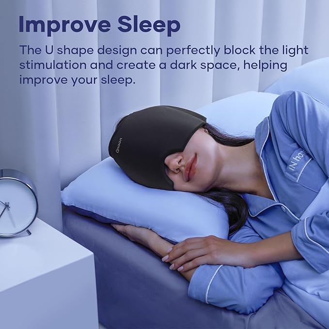 Migraine Relief Cap, Headache Relief Cap Mask Products, Cooling Odorless Gel Ice Head Wrap for Tension, Stress,Hangover & Puffy Eyes