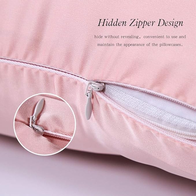 100% Mulberry Silk Pillowcases Set of 2 for Hair and Skin and Super Soft and Breathable King Size Nature Silk Pillowcases (King, Pink)