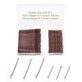 200 Pcs Brown Wave-Shaped Bobby Pins Mix Metal Hair Pins Hair Accessories for Women Stylists Hair Sticks Girl