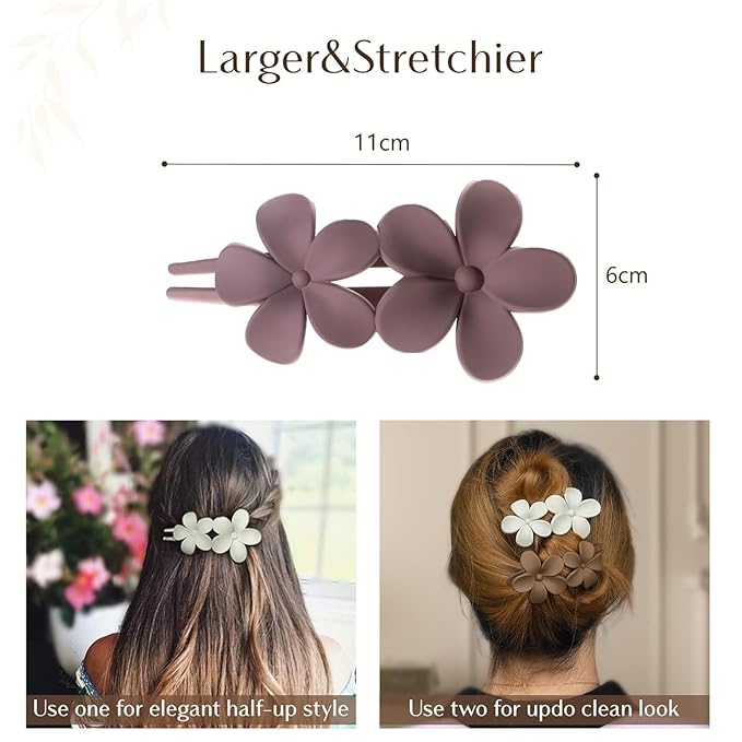 6 PCS Flat Hair Clips, Lay Flat Claw Clips for Women Girls, 2 Styles Non-slip Hair Claws for All Hair Types,Comfortable Flat Clips for Lying and Driving(Matte)