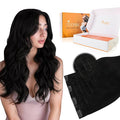 DOORES Clip in Hair Extensions Set 20 Inch 140g, 4pcs Invisi Edge Clip ins and 3pcs Classic Seamless Clip ins, Injected Virgin Real Human Hair Extensions Natural Invisible Straight, #1