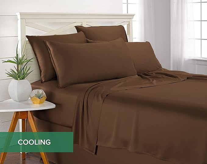 King Pillowcases by Pure Bamboo, Genuine 100% Organic Viscose Derived from Bamboo, Luxuriously Soft & Cooling, Double Stitching, Envelope Closure (2 King Pillowcases, Coconut Husk)