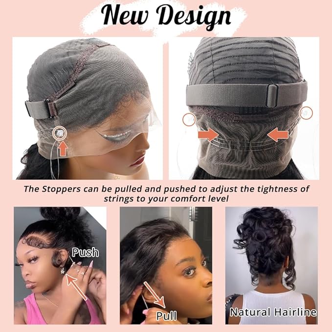 360 Lace Front Wigs Human Hair Body Wave 200% Density 18 Inch Upgraded Hidden Straps 360 HD Full Lace Wigs Human Hair With Drawstring Pre Plucked With Baby Hair for Women Natural Black