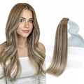 Sunny Hair Tape in Hair Extensions Human Hair 16 Inch Hair Extensions Real Human Hair Tape in Extensions for Women Cool Brown to Light Brown Balayage Blonde Invisible Remy Hair Skin Weft 20Pcs 50g