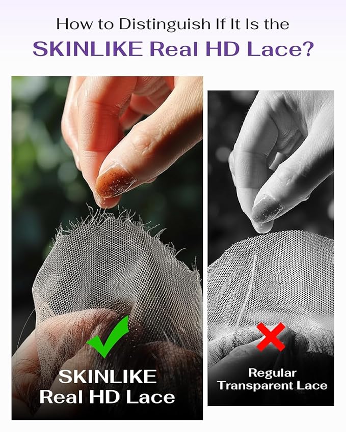 SKINLIKE Real HD Lace Wig 13x6 Full Frontal HD Lace Front Wigs Human Hair Pre Plucked Bleached Knots 180% Density 0.10mm Ultra-thin Invisible Lace Straight Human Hair Wigs For Women 30 Inch