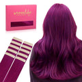 WENNALIFE Tape in Hair Extensions Human Hair Violet Tape in Extensions, 10pcs 20g 12 inch Remy Invisible Tape Ins Straight Colored Soft Real Human Hair Tape in Extensions Refill Set Extensions