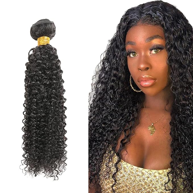 30 Inch Human Hair Bundles Natural Black Kinky Curly Bundles Brazilian Virgin Remy Hair Extensions Niegmeag Double Weft Color 1B Kinky Curly Bundle Hair Weave 100g