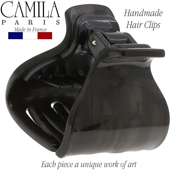 Camila Paris CP3262 French Hair Clip for Women for Long Curly Wavy Hair, Gray, Girls Hair Claw Clips Jaw Fashion Styling Hair Accessories for Women, Strong Hold No Slip Grip, Made in France
