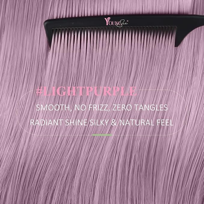 YoungSee Tape in Hair Extensions Human Hair Purple Tape in Extensions Lavender Human Hair Tape in Extensions 14In Light Purple Remy Tapes Extension Colored Highlight 25g 10pcs