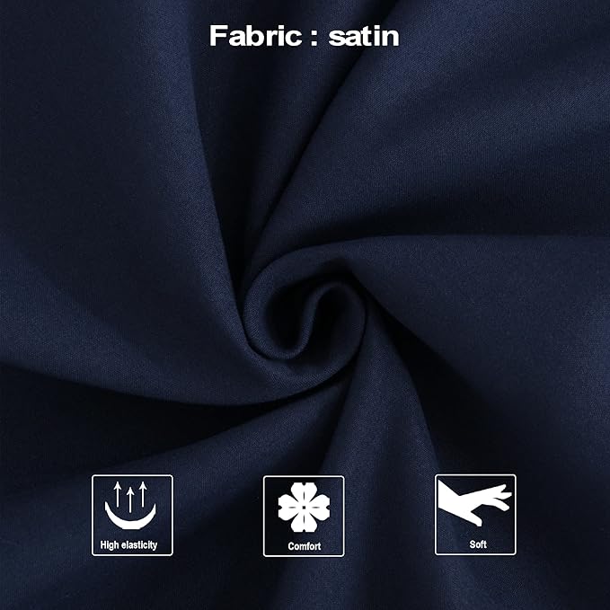 NTBAY Zippered Satin Pillow Cases for Hair and Skin, Luxury Standard Hidden Zipper Pillowcases Set of 2, 20x26 Inches, Navy Blue