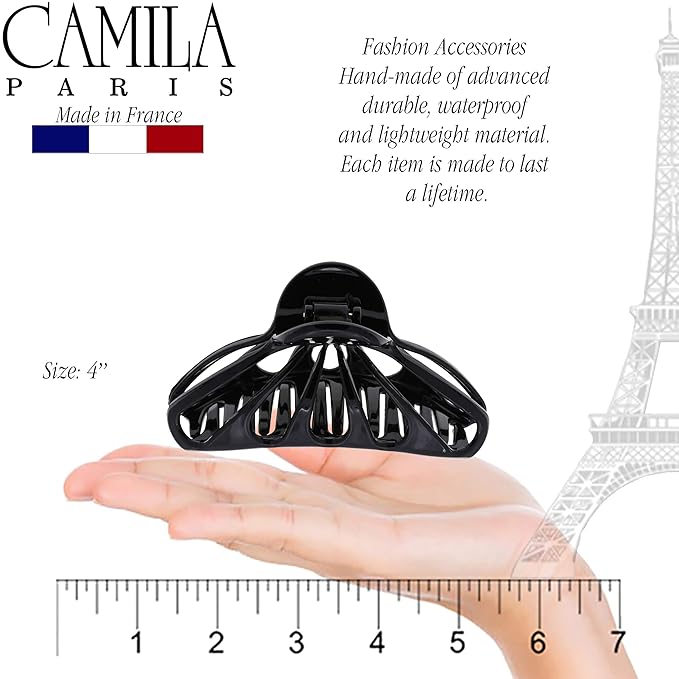 Camila Paris CP3053 2PK French Hair Clip for Women Thick Hair for Long Curly Wavy Hair, Girls Hair Claw Clips Fashion Styling Hair Accessories for Women, Strong Hold No Slip Grip, Made in France