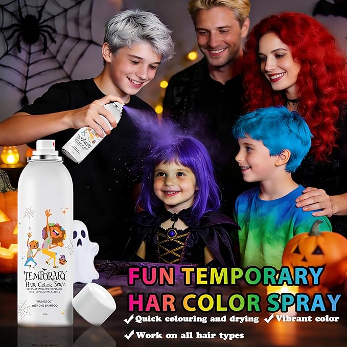 Pink Temporary Hair Color Spray for Kids, Silver Instant Colored Hair Dye Alternative for Boys Girls Teens Men Women, Quick Styling for Party Christmas Halloween, Disposable Washable, 150ml