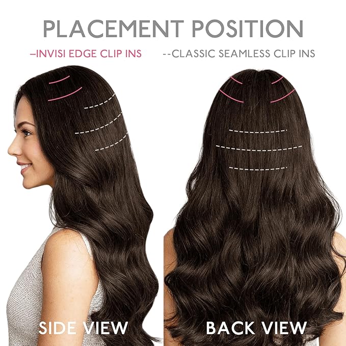 WENNALIFE Invisi Edge & Classic Seamless Clip in Hair Extensions Real Human Hair, 20 Inch 150g 7pcs Jet Black Hair Extensions for Women Invisible Straight Injection Extensiones de Cabello Humano